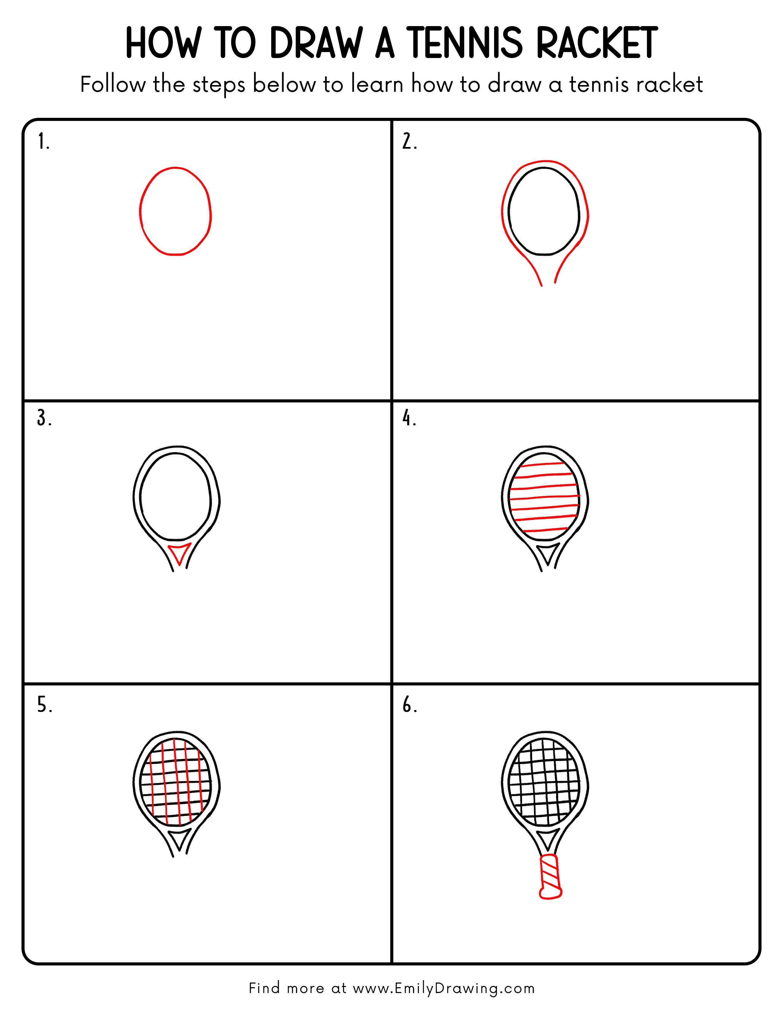 Printable Tennis Racket Drawing Guide